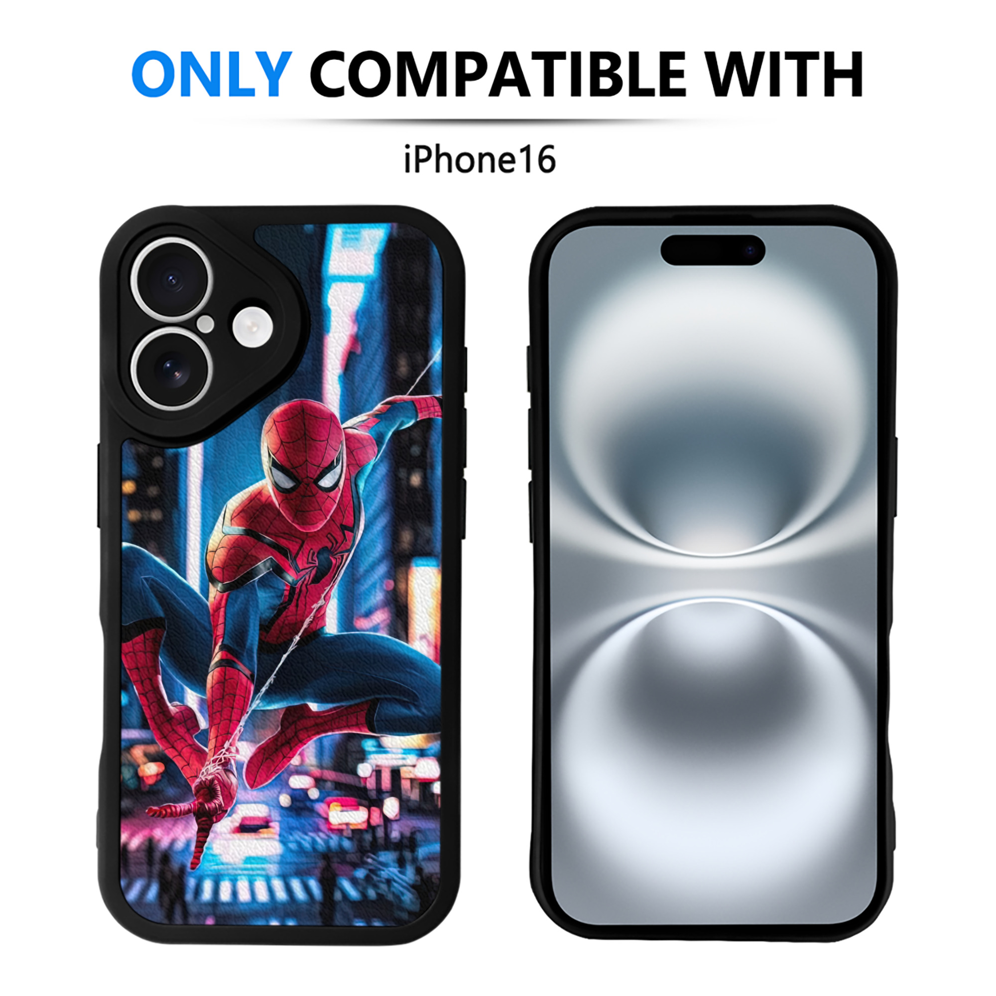 Spider Man スパイダーマン 【iPhone 16シリーズ対応】シリコンスマホケース（レザー調） 材質：シリコン
